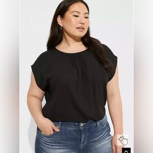 Torrid Georgette Dolman Crop Top, Deep Black, Size 2 (2X 18-20), NWT
